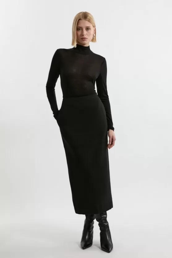Cheap Karen Millen Compact Stretch Essential Tailored Maxi Skirt black