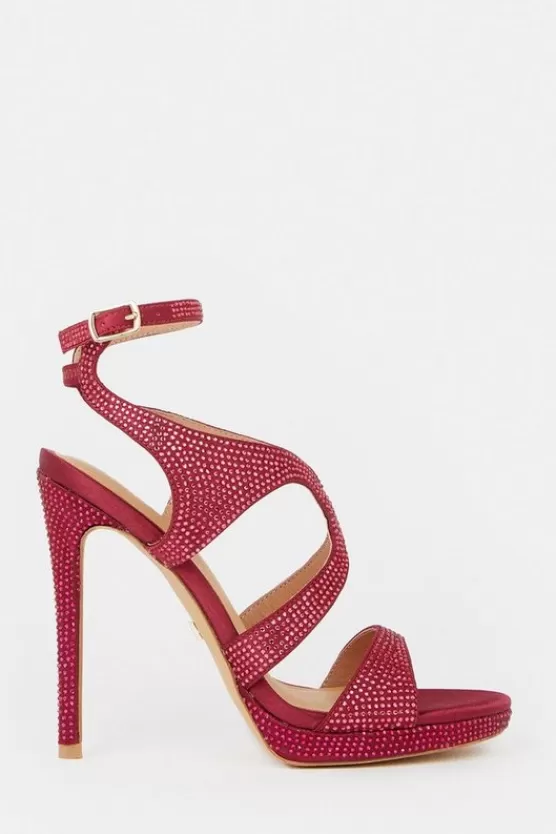 Shop Karen Millen Heatseal Detailed Platform Heel burgundy