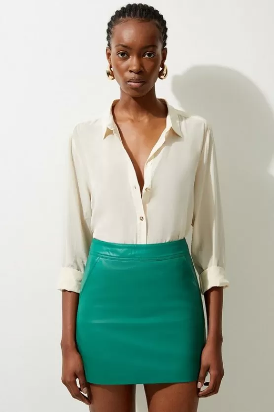Sale Karen Millen Leather Mini Skirt brightgreen