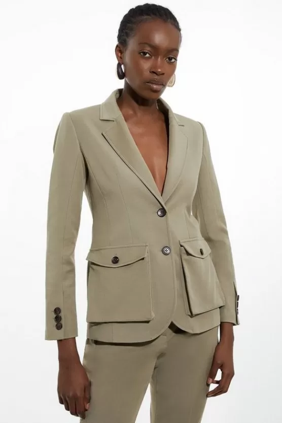 Clearance Karen Millen Tailored Belted Suit Set khaki