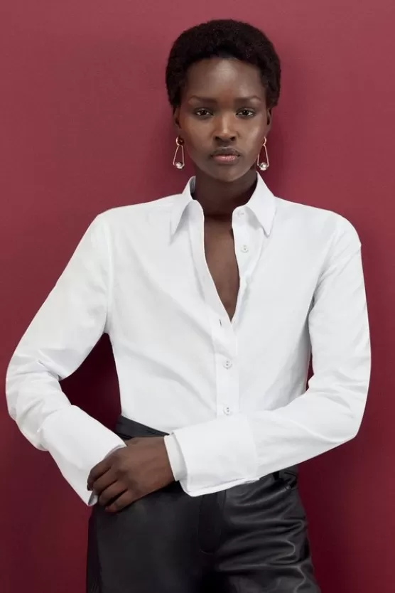 Fashion Karen Millen The Founder Cotton Woven Buttoned Shirt white